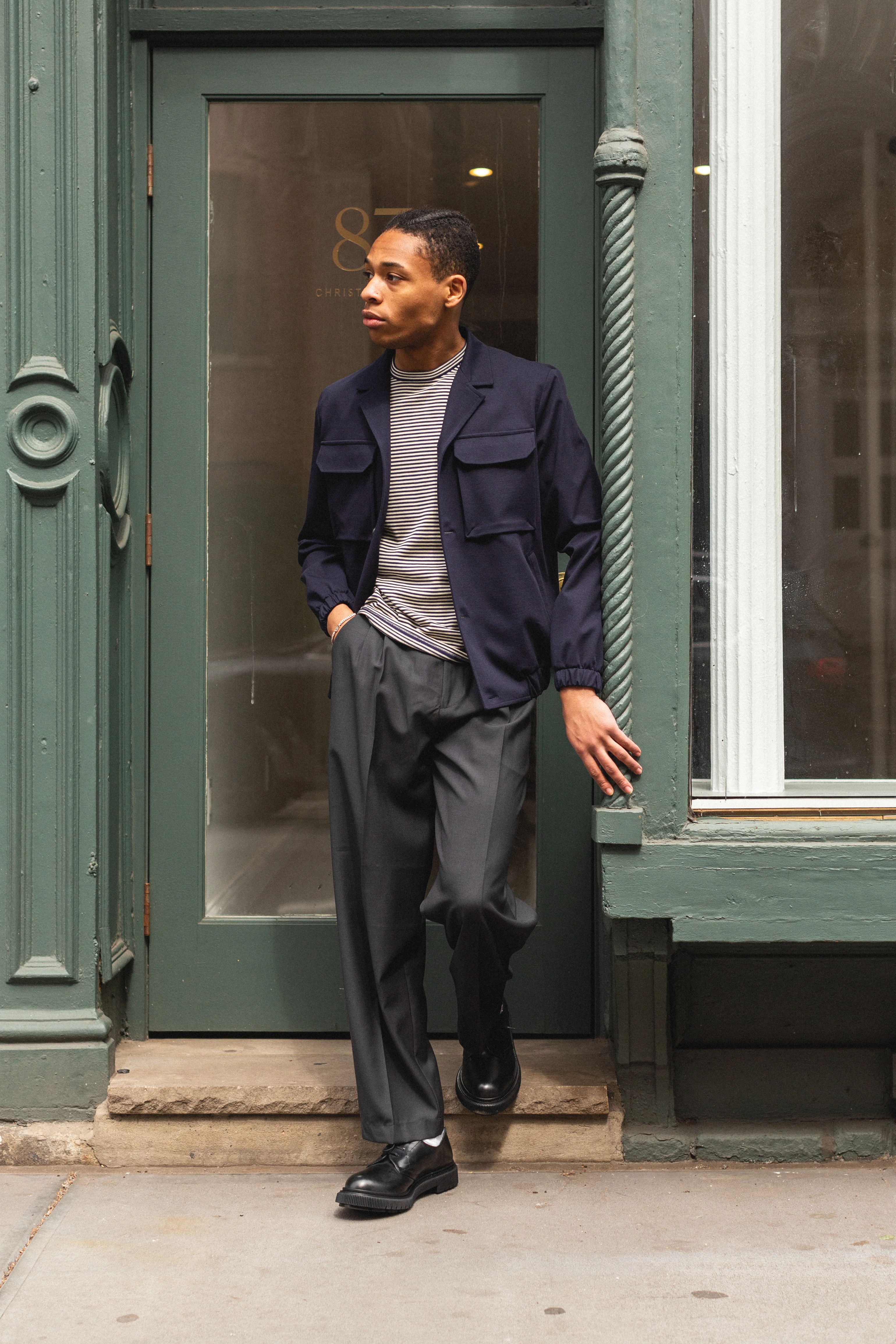Blouson Jacket Technical Viscose Navy Blue - Image 14