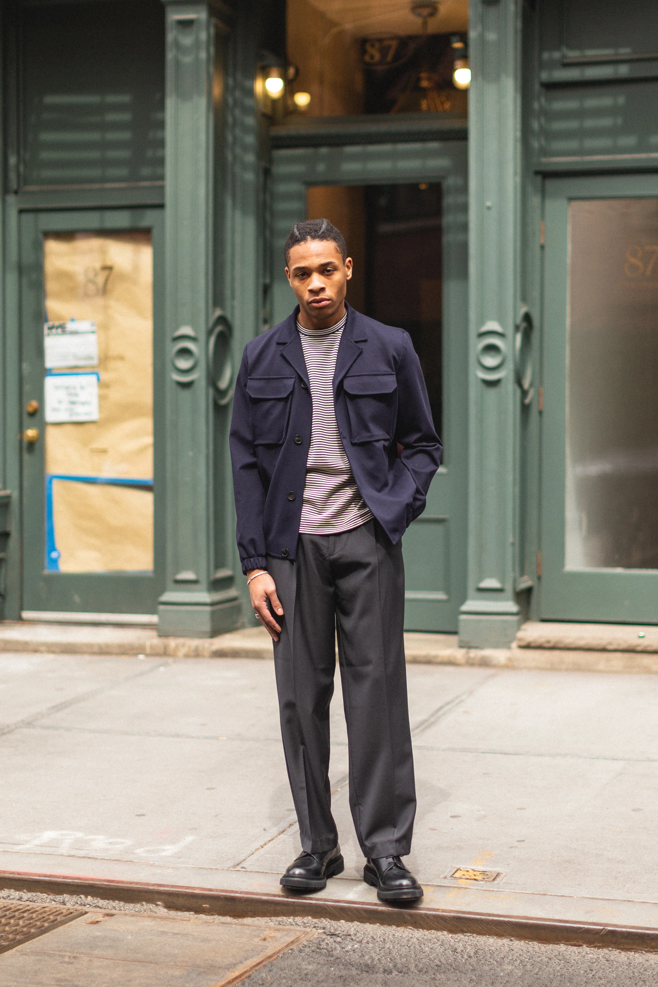 Blouson Jacket Technical Viscose Navy Blue - Image 3