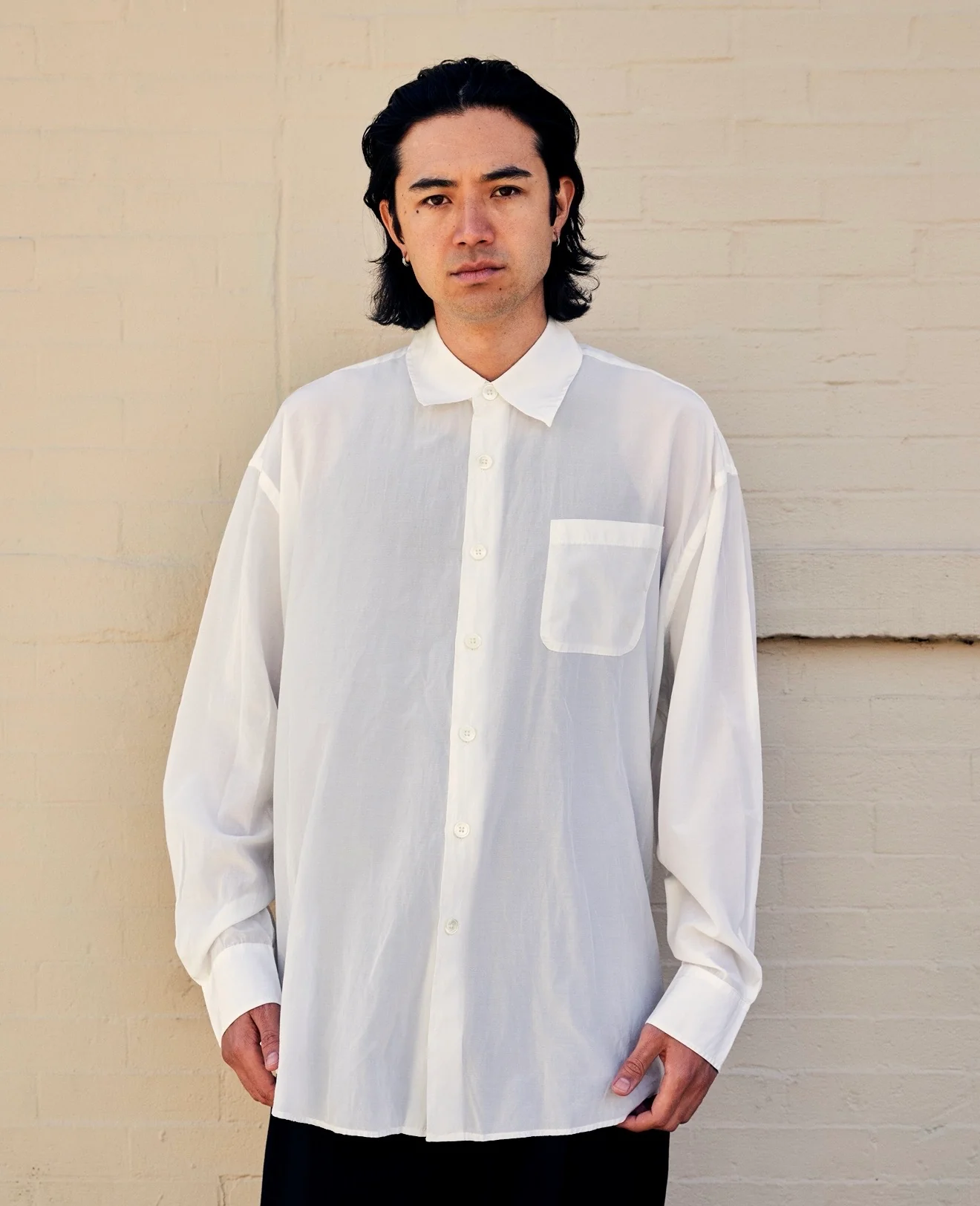 Borrowed Shirt Cloud White Italian Silk