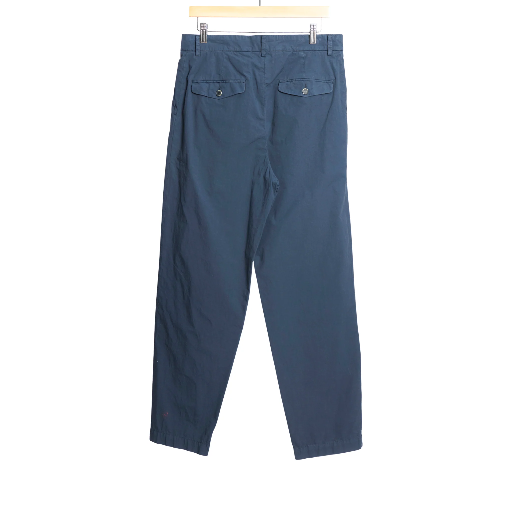 Canasta Button Waist Cotton Poplin Trouser Navy - Image 2