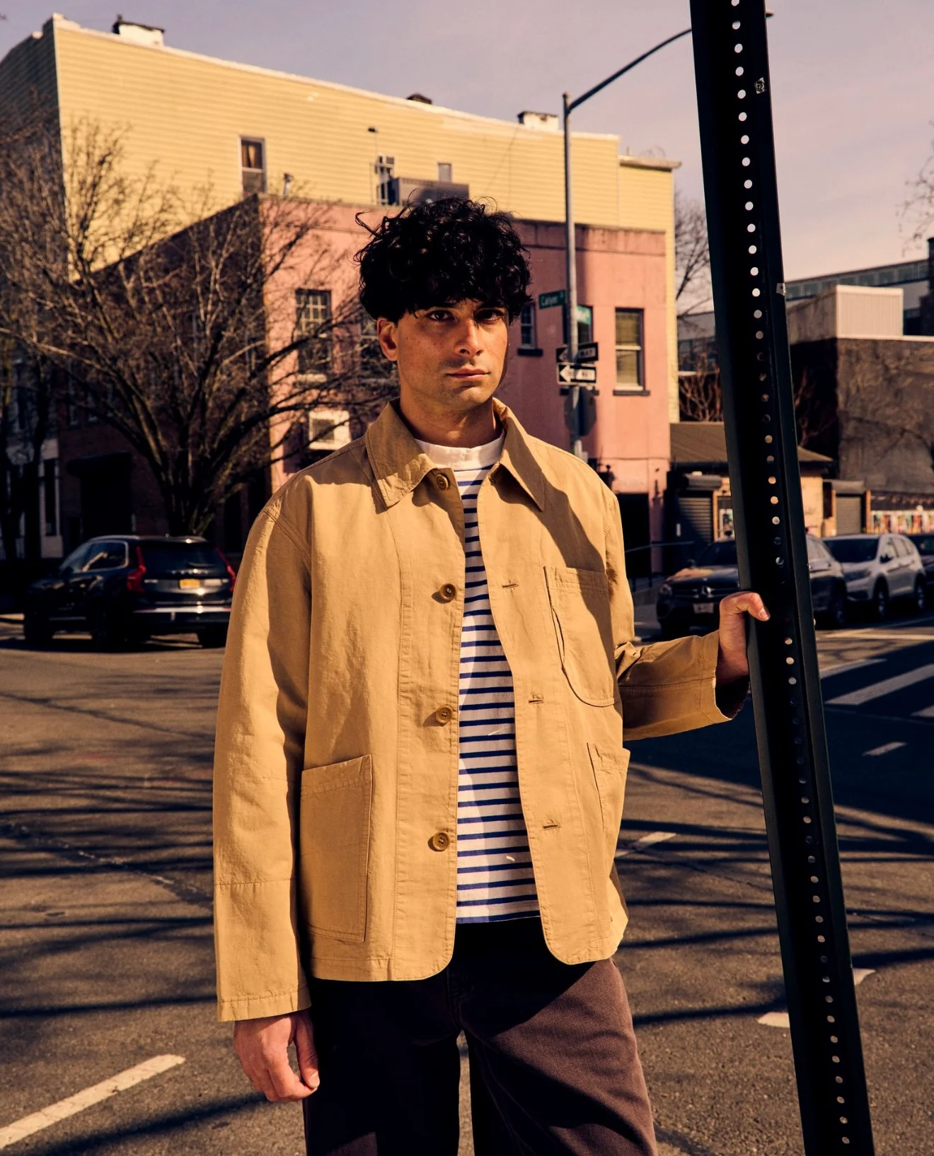 Construction Jacket Sand Cotton Linen - Image 3