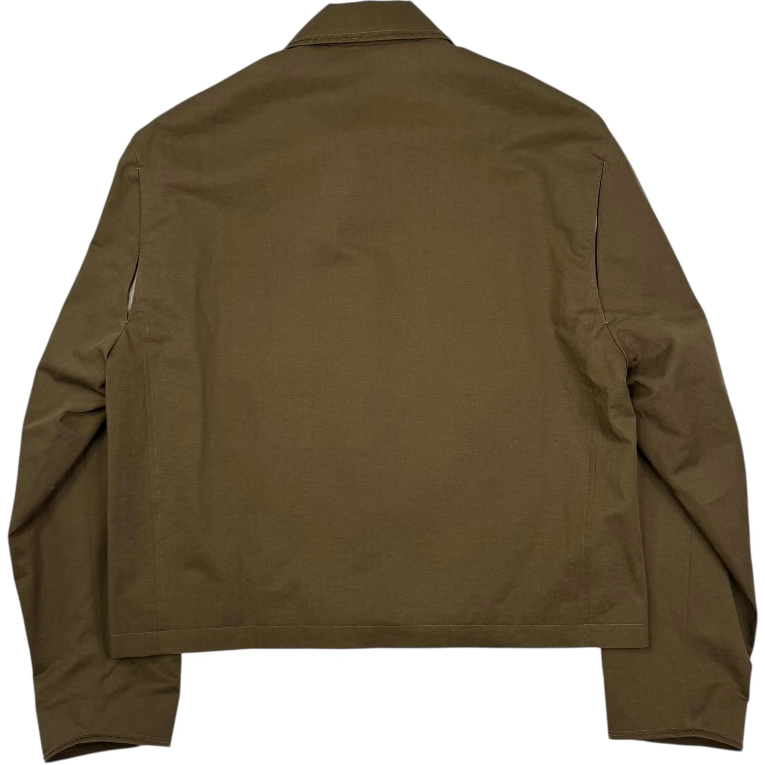 Cotton Linen Zip Front Blouson Olive - Image 3
