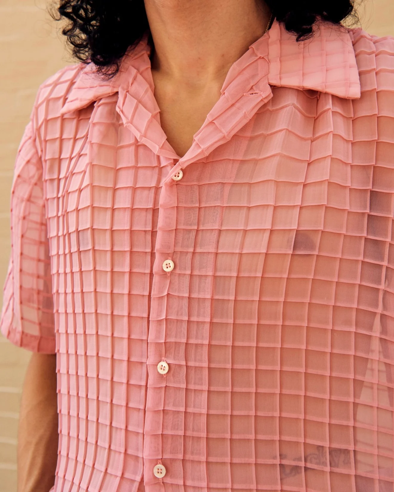 Sergio Shirt Pink Pleat - Image 2