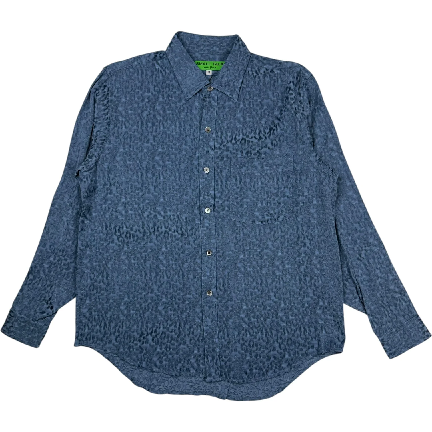 Amoeba Jacquard Curve Hem Shirt Blue - Image 2